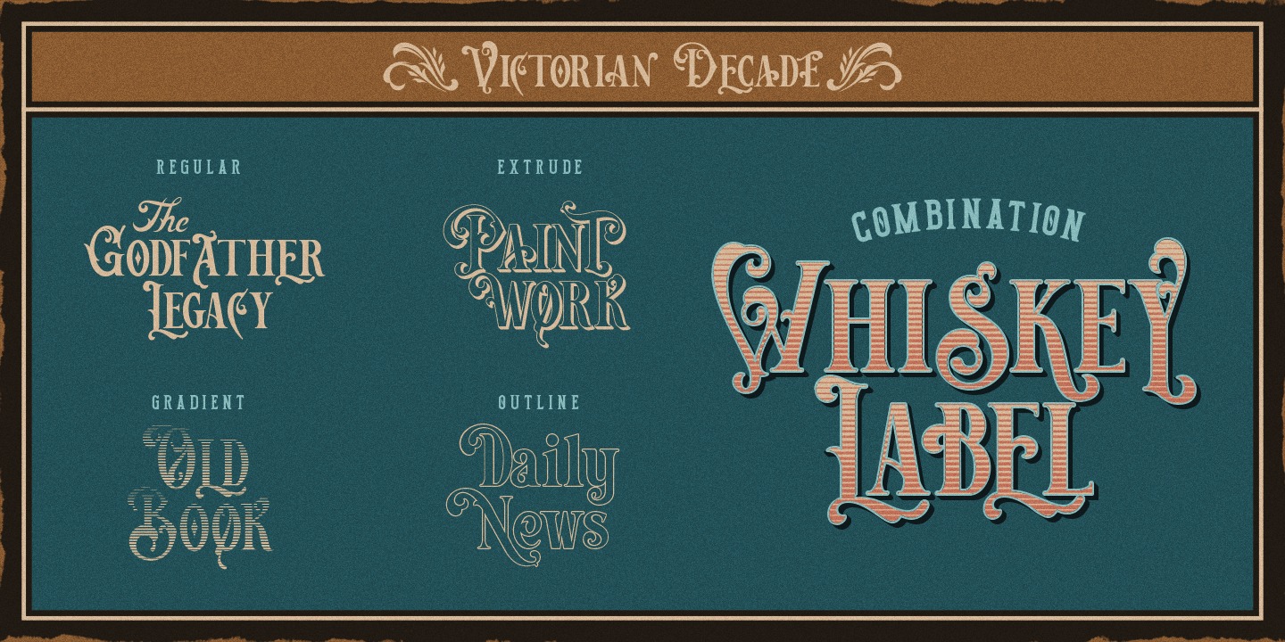 Пример шрифта Victorian Decade Outline